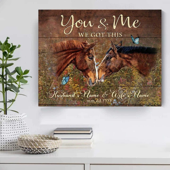 litzzy Horse Couple Wall Art, We're a team Canvas Bedroom Decor Husband and Wife Wedding Anniversary Wall Decor Canvas Wall Art   