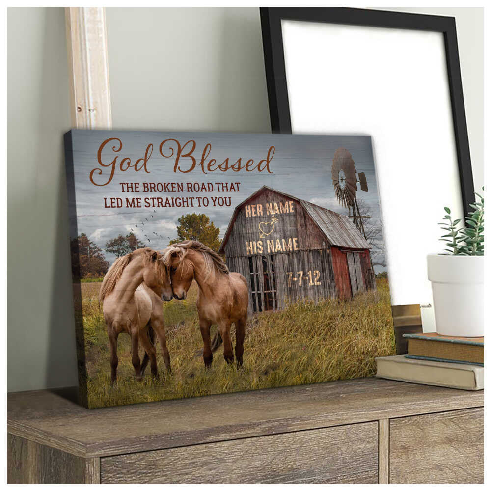 litzzy Horse Couple Wall Art, We're a team Canvas Bedroom Decor Husband and Wife Wedding Anniversary Wall Decor Canvas Wall Art   