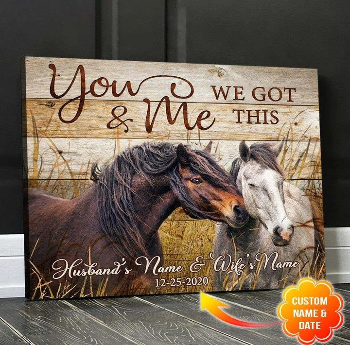 litzzy Horse Couple Wall Art, We're a team Canvas Bedroom Decor Husband and Wife Wedding Anniversary Wall Decor Canvas Wall Art   