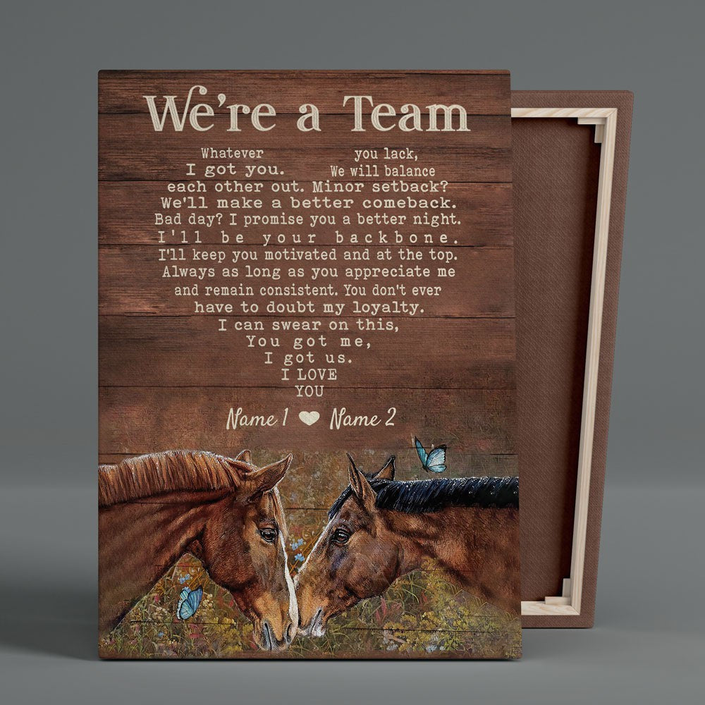 litzzy Horse Couple Wall Art, We're a team Canvas Bedroom Decor Husband and Wife Wedding Anniversary Wall Decor Canvas Wall Art   