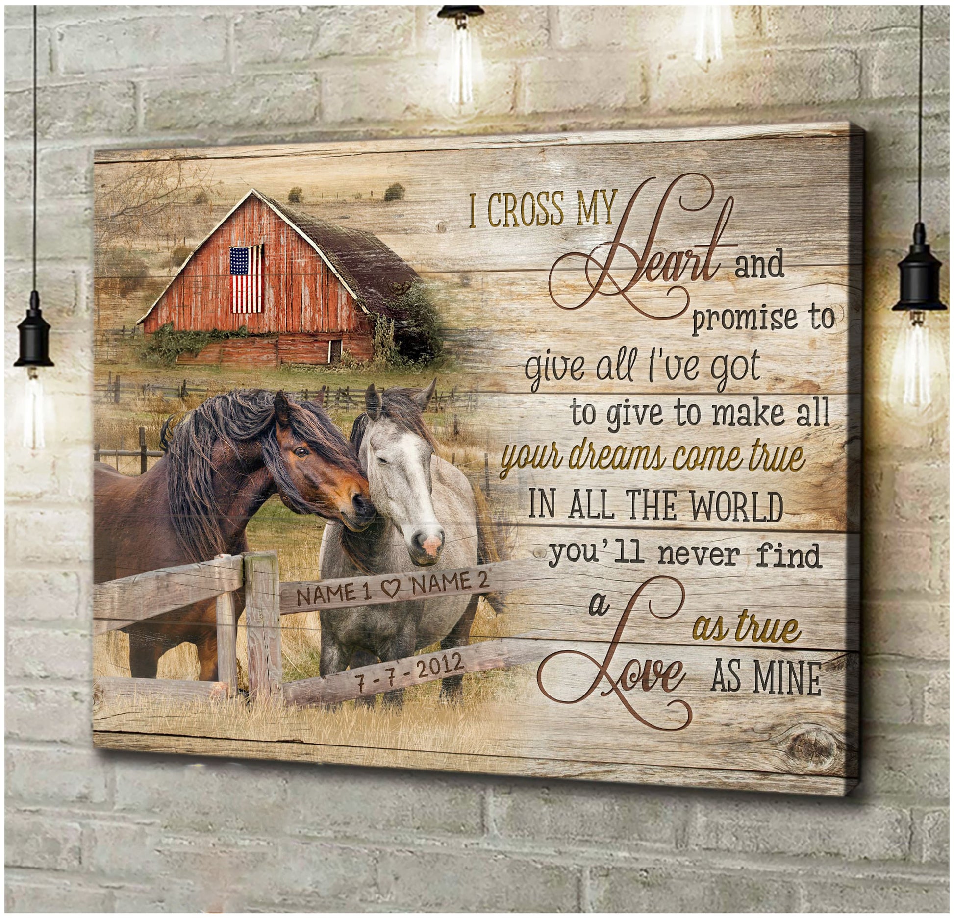 litzzy Horse Couple Wall Art, We're a team Canvas Bedroom Decor Husband and Wife Wedding Anniversary Wall Decor Canvas Wall Art   