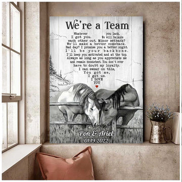litzzy Horse Couple Wall Art, We're a team Canvas Bedroom Decor Husband and Wife Wedding Anniversary Wall Decor Canvas Wall Art   