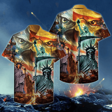 litzzy Litzzy Hawaiian Shirts - WWII State Of Liberty Hawaiian Shirt Aloha Hawaii Shirt Aloha Shirt For Summer - Aloha Custom Hawaii Shirts For Beach Summer Hawaii Shirt Hawaiian Shirt S Red