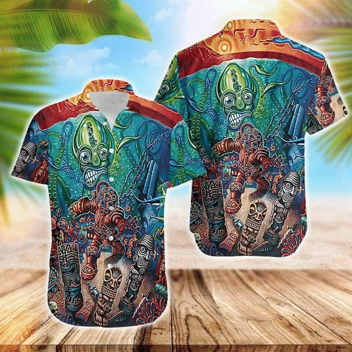 litzzy Litzzy Hawaiian Shirts - Tiki Deep In The Sea Hawaiian Shirt Aloha Hawaii Shirt Aloha Shirt For Summer - Aloha Custom Hawaii Shirts For Beach Summer Hawaii Shirt Hawaiian Shirt S Red