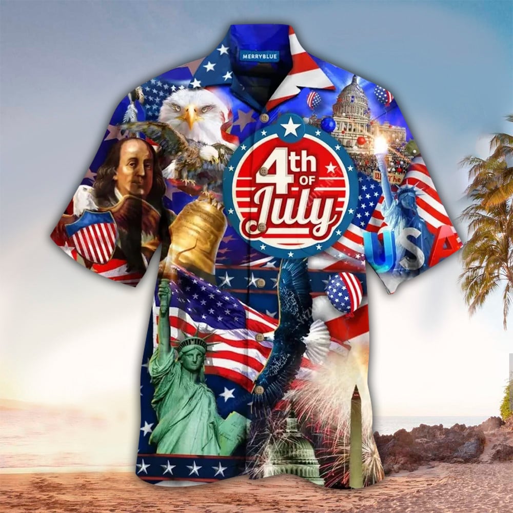 litzzy 4th Of July Apparel, 4th Of July Button Up Shirt Hawaiian shirt for men, women Hawaii Shirt   