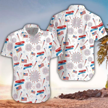 litzzy 4th Of July Apparel, 4th Of July Button Up Shirt Hawaiian shirt for men, women Hawaii Shirt   