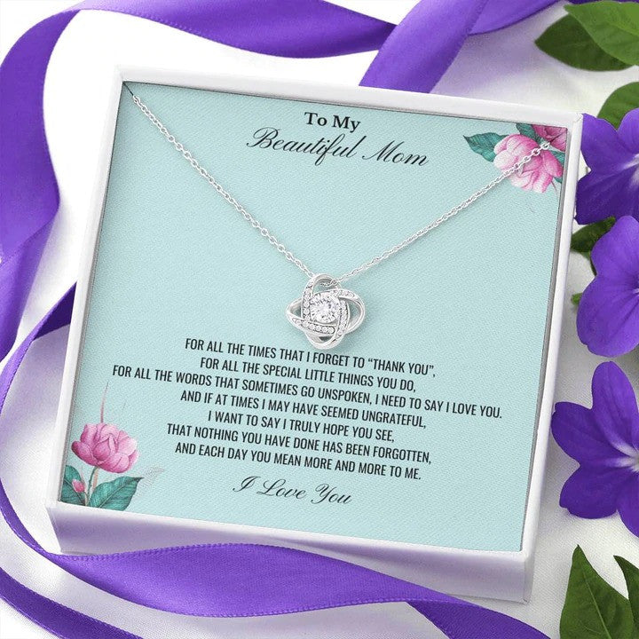 litzzy To my Mom Necklace, Mothers Day Necklace, Love Knot Necklace from Kids, you are the best thing Message Card Necklace For Mom, Mother's Day Gifts From Daughter Jewelry Style 6 Standard Box 
