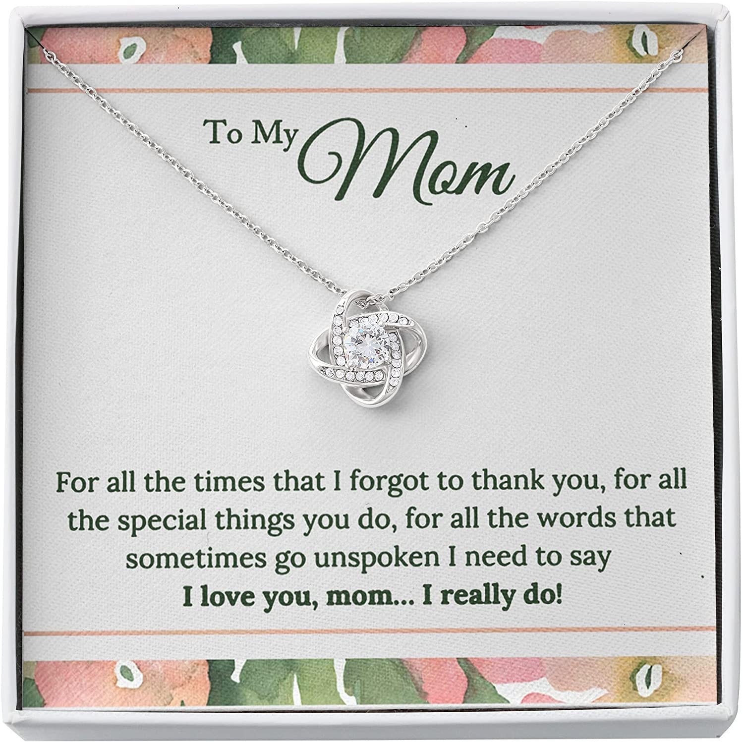 litzzy To my Mom Necklace, Mothers Day Necklace, Love Knot Necklace from Kids, you are the best thing Message Card Necklace For Mom, Mother's Day Gifts From Daughter Jewelry Style 5 Standard Box 