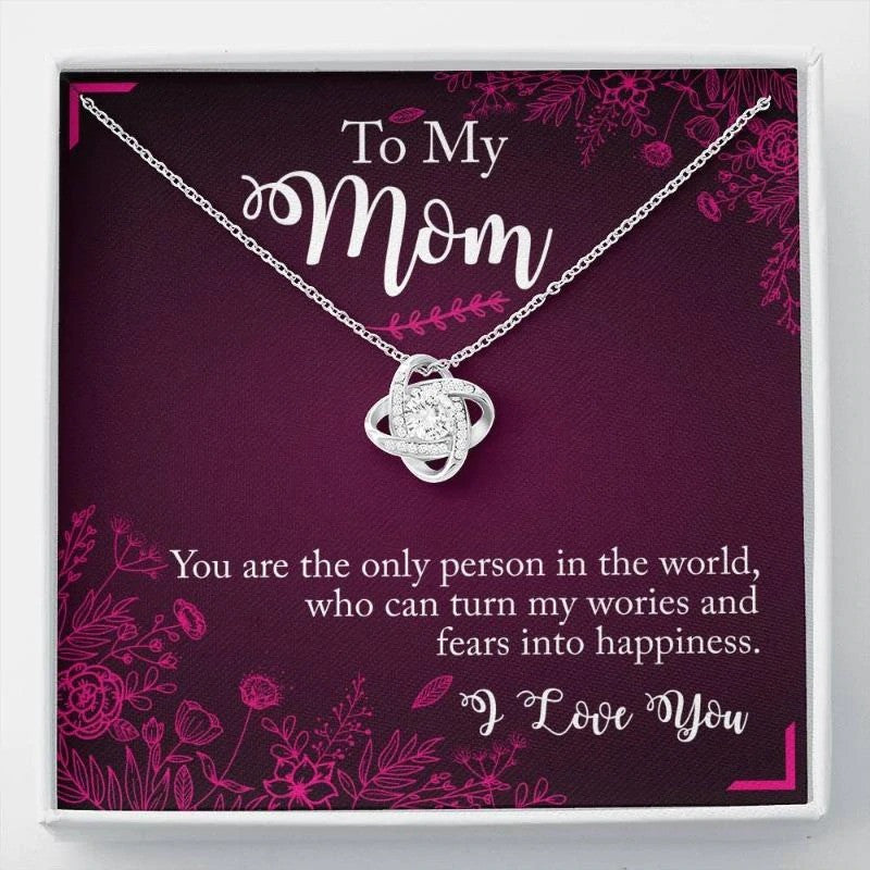 litzzy To my Mom Necklace, You're my Sunshine Love Knot Necklace, Gift from Daughter Message Card Necklace For Mom, Mother's Day Gifts From Daughter Jewelry Style 3 Standard Box 