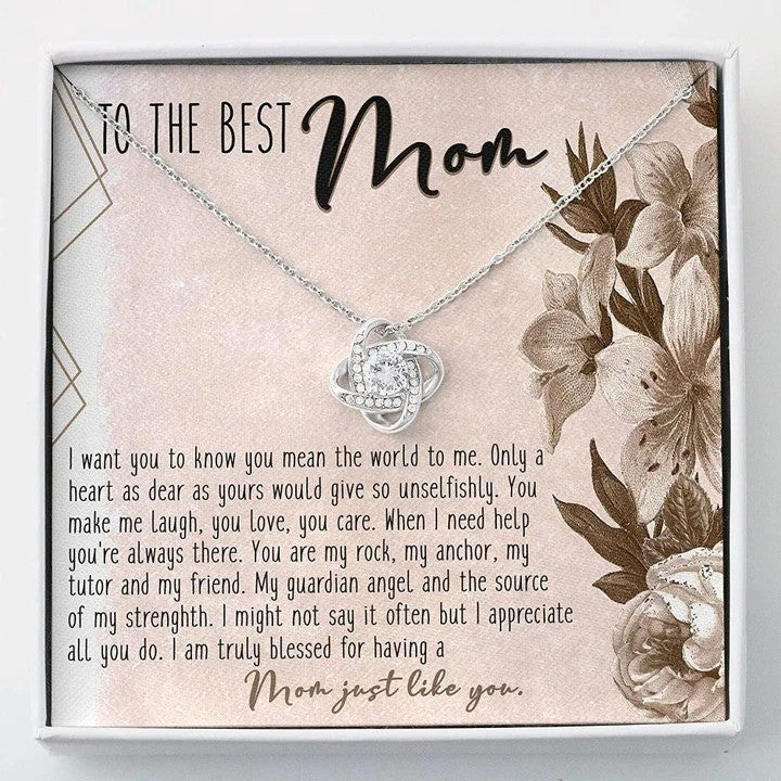litzzy To my Mom Necklace, You're my Sunshine Love Knot Necklace, Gift from Daughter Message Card Necklace For Mom, Mother's Day Gifts From Daughter Jewelry Style 2 Standard Box 