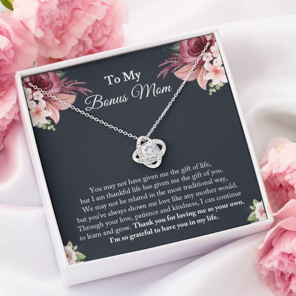 litzzy To my Bonus Mom Necklace, You are the most Amazing Women, Love Knot Necklace for Her, Mother's Day Necklace Message Card Necklace For Mom, Mother's Day Gifts From Daughter Jewelry Style 2 Standard Box 