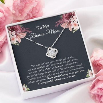 litzzy To my Bonus Mom Necklace, You are the most Amazing Women, Love Knot Necklace for Her, Mother's Day Necklace Message Card Necklace For Mom, Mother's Day Gifts From Daughter Jewelry Style 2 Standard Box 