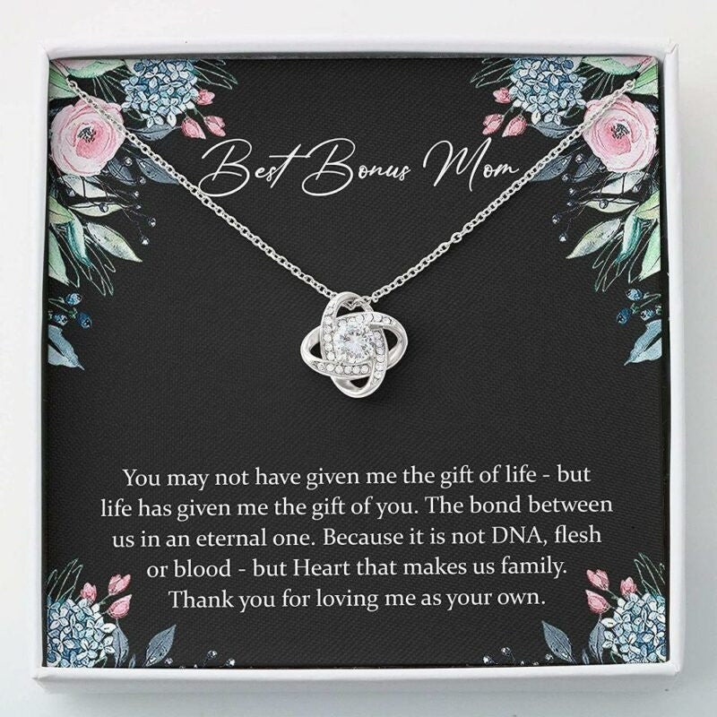 litzzy To my Bonus Mom Necklace, You are the most Amazing Women, Love Knot Necklace for Her, Mother's Day Necklace Message Card Necklace For Mom, Mother's Day Gifts From Daughter Jewelry Style 4 Standard Box 