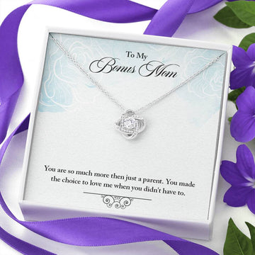 litzzy To my Bonus Mom Necklace, You are the most Amazing Women, Love Knot Necklace for Her, Mother's Day Necklace Message Card Necklace For Mom, Mother's Day Gifts From Daughter Jewelry Style 1 Standard Box 