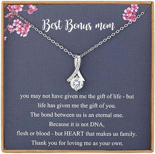 litzzy To my Bonus Mom Necklace, You are the most Amazing Women, Love Knot Necklace for Her, Mother's Day Necklace Message Card Necklace For Mom, Mother's Day Gifts From Daughter Jewelry Style 5 Standard Box 