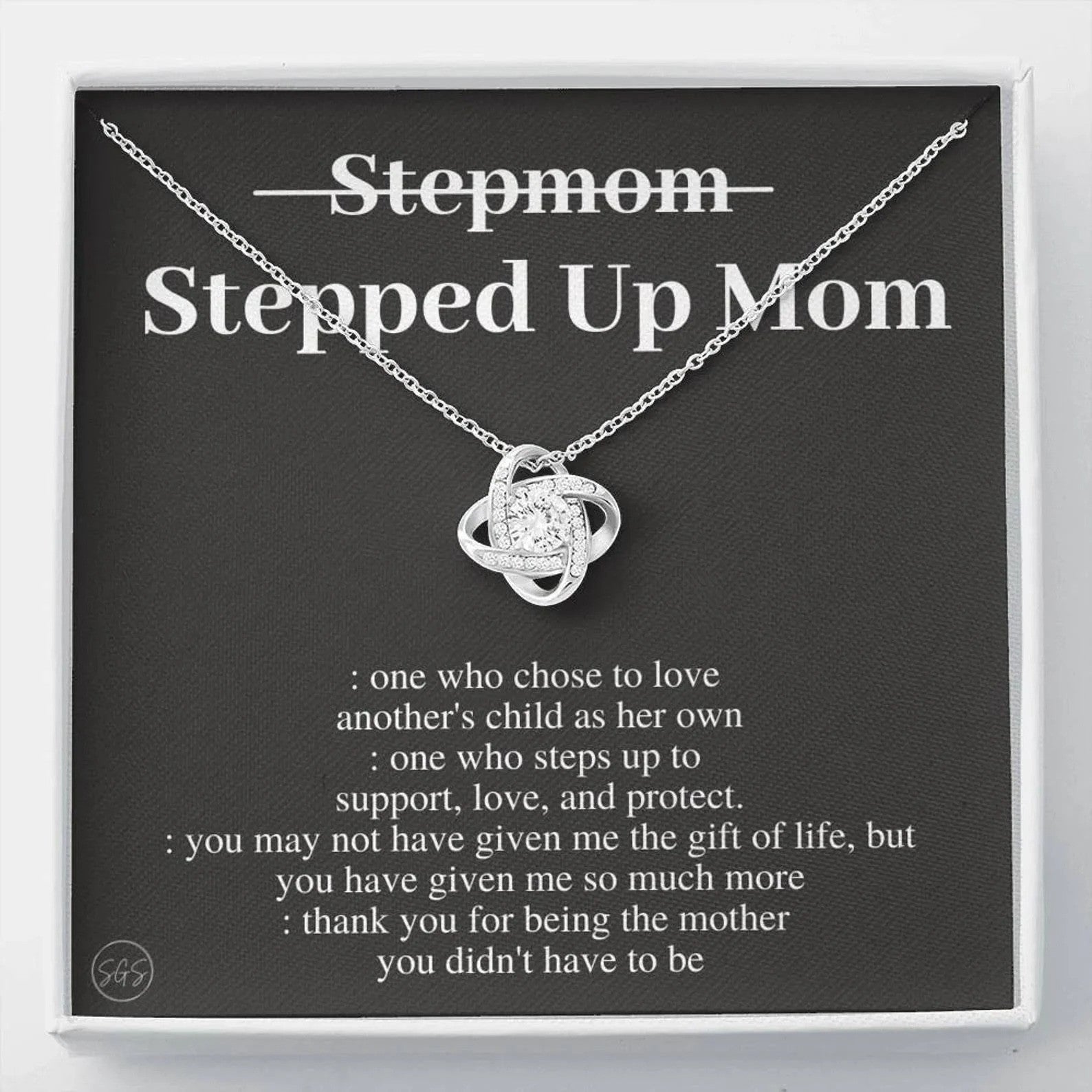 litzzy Step Mom Necklace Mothers Day Gift Stepped Up Mom From Step Daughter Stepson Message Card Necklace For Mom, Mother's Day Gifts From Daughter Jewelry Style 2 Standard Box 