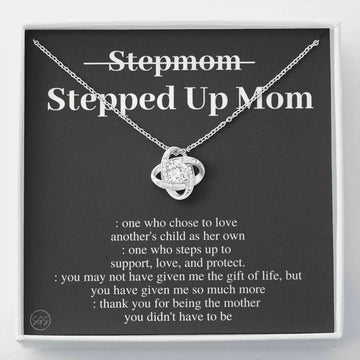 litzzy Step Mom Necklace Mothers Day Gift Stepped Up Mom From Step Daughter Stepson Message Card Necklace For Mom, Mother's Day Gifts From Daughter Jewelry Style 2 Standard Box 