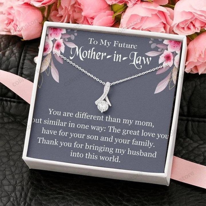 litzzy To my Future Mother in law Necklace, Mother's day gift for Future Bonus Mom Necklace Message Card Necklace For Mom, Mother's Day Gifts From Daughter Jewelry Style 1 Standard Box 