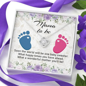 litzzy Mother-to-be Necklace, First Mother's day Love Knot Necklace for Mom Message Card Necklace For Mom, Mother's Day Gifts From Daughter Jewelry Style 2 Standard Box 