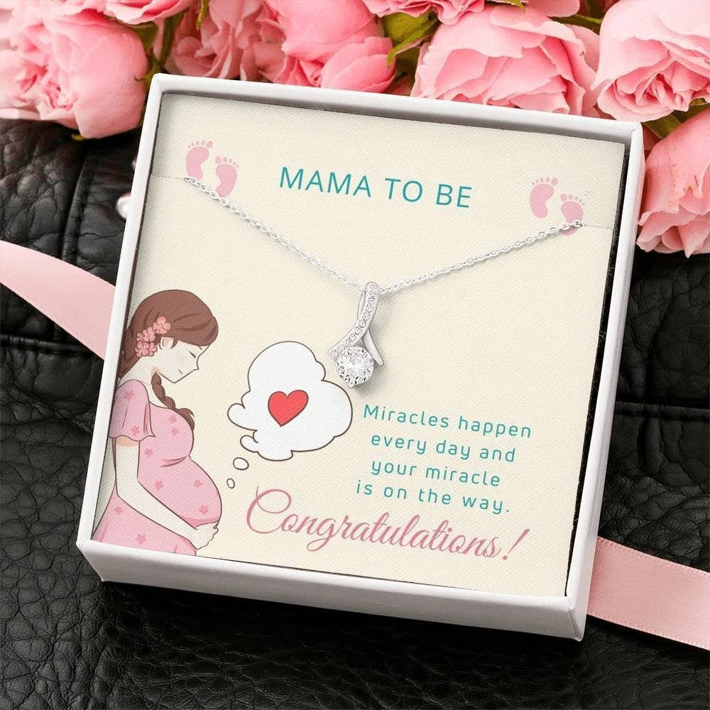 litzzy Mother-to-be Necklace, First Mother's day Love Knot Necklace for Mom Message Card Necklace For Mom, Mother's Day Gifts From Daughter Jewelry Style 3 Standard Box 