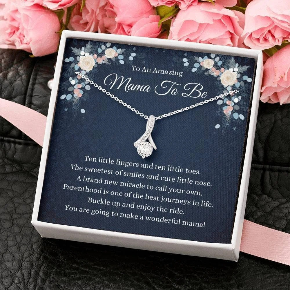 litzzy Mother-to-be Necklace, First Mother's day Love Knot Necklace for Mom Message Card Necklace For Mom, Mother's Day Gifts From Daughter Jewelry Style 6 Standard Box 
