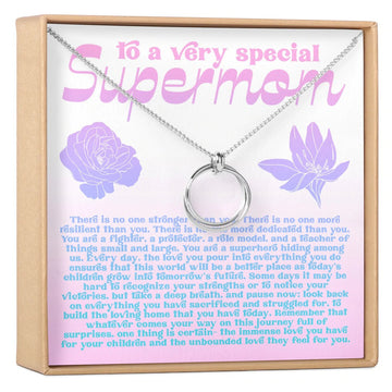 litzzy Single Mom Necklace, Gift for Single Mom, Supermom, Super Mother Necklace, Not easy to raise me all alone Message Card Necklace For Mom, Mother's Day Gifts From Daughter Jewelry Style 2 Standard Box 