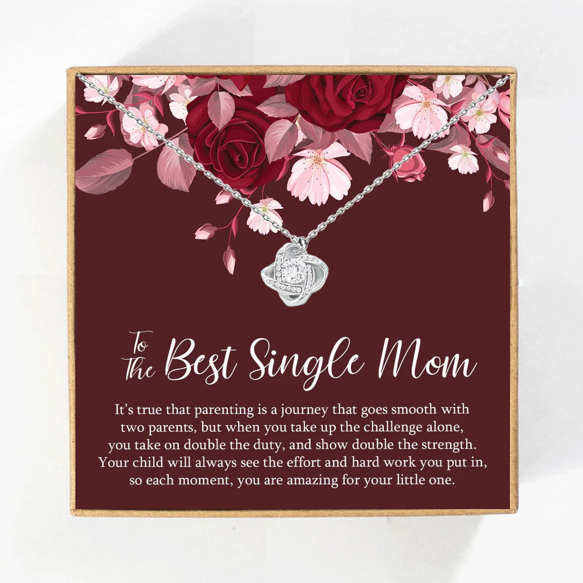 litzzy Single Mom Necklace, Gift for Single Mom, Supermom, Super Mother Necklace, Not easy to raise me all alone Message Card Necklace For Mom, Mother's Day Gifts From Daughter Jewelry Style 3 Standard Box 