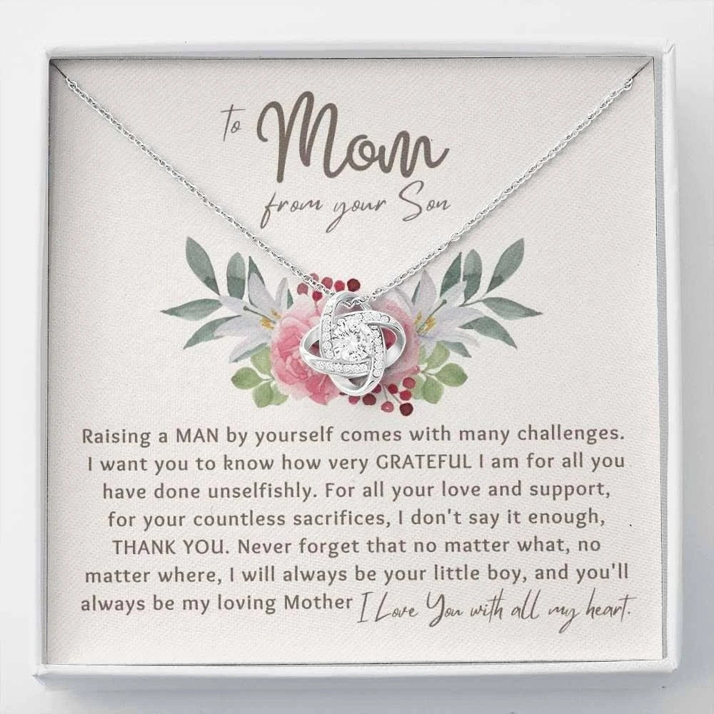 litzzy Single Mom Necklace, Gift for Single Mom, Supermom, Super Mother Necklace, Not easy to raise me all alone Message Card Necklace For Mom, Mother's Day Gifts From Daughter Jewelry Style 8 Standard Box 