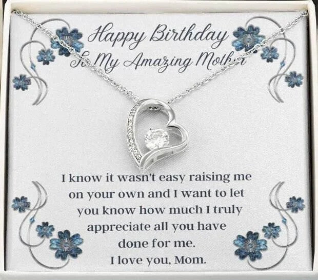 litzzy Single Mom Necklace, Gift for Single Mom, Supermom, Super Mother Necklace, Not easy to raise me all alone Message Card Necklace For Mom, Mother's Day Gifts From Daughter Jewelry Style 9 Standard Box 