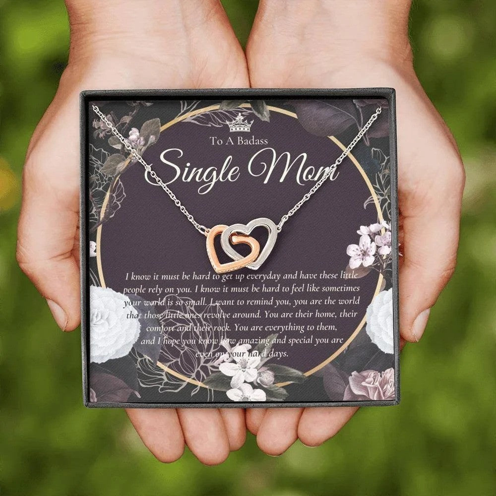 litzzy Single Mom Necklace, Gift for Single Mom, Supermom, Super Mother Necklace, Not easy to raise me all alone Message Card Necklace For Mom, Mother's Day Gifts From Daughter Jewelry Style 11 Standard Box 