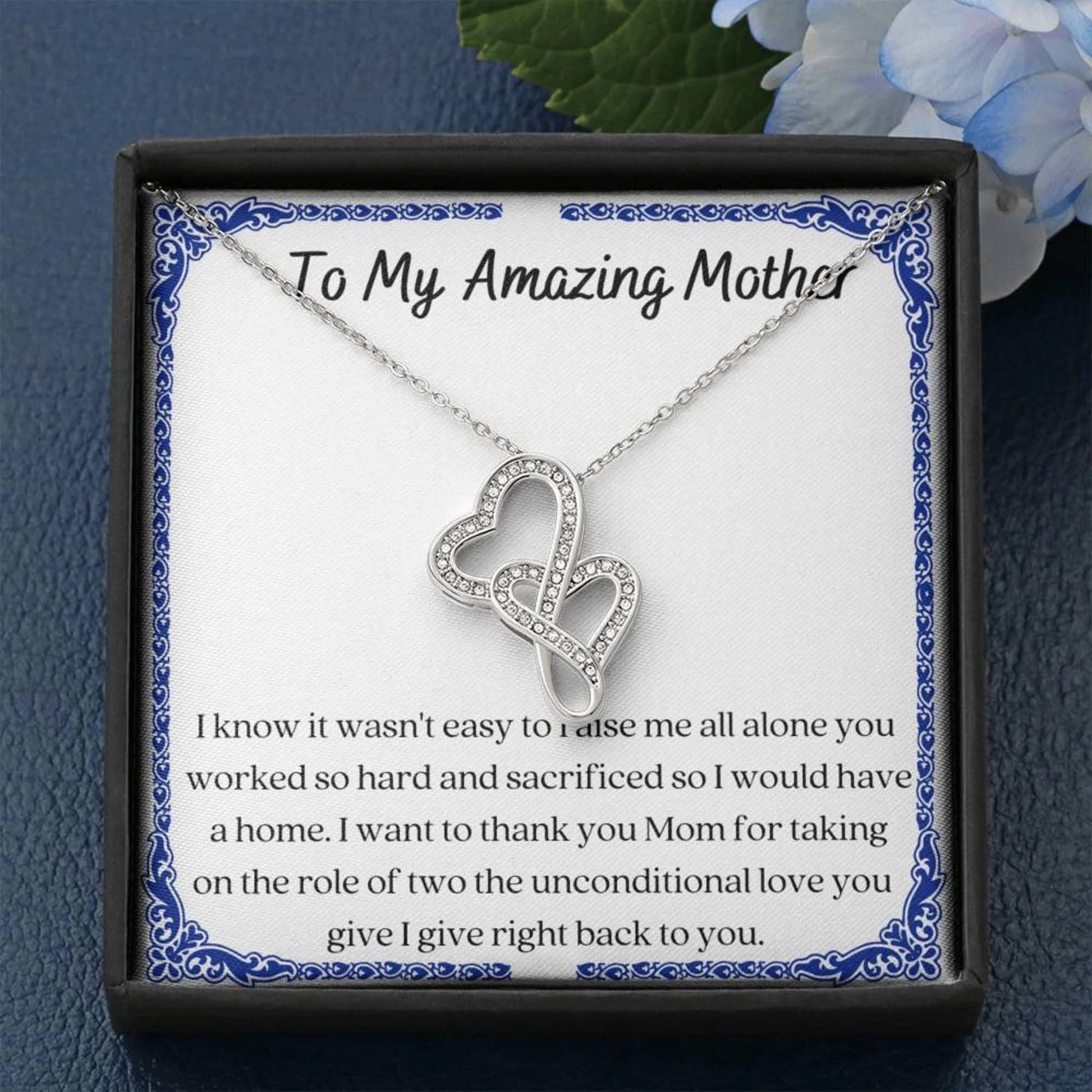 litzzy Single Mom Necklace, Gift for Single Mom, Supermom, Super Mother Necklace, Not easy to raise me all alone Message Card Necklace For Mom, Mother's Day Gifts From Daughter Jewelry Style 12 Standard Box 