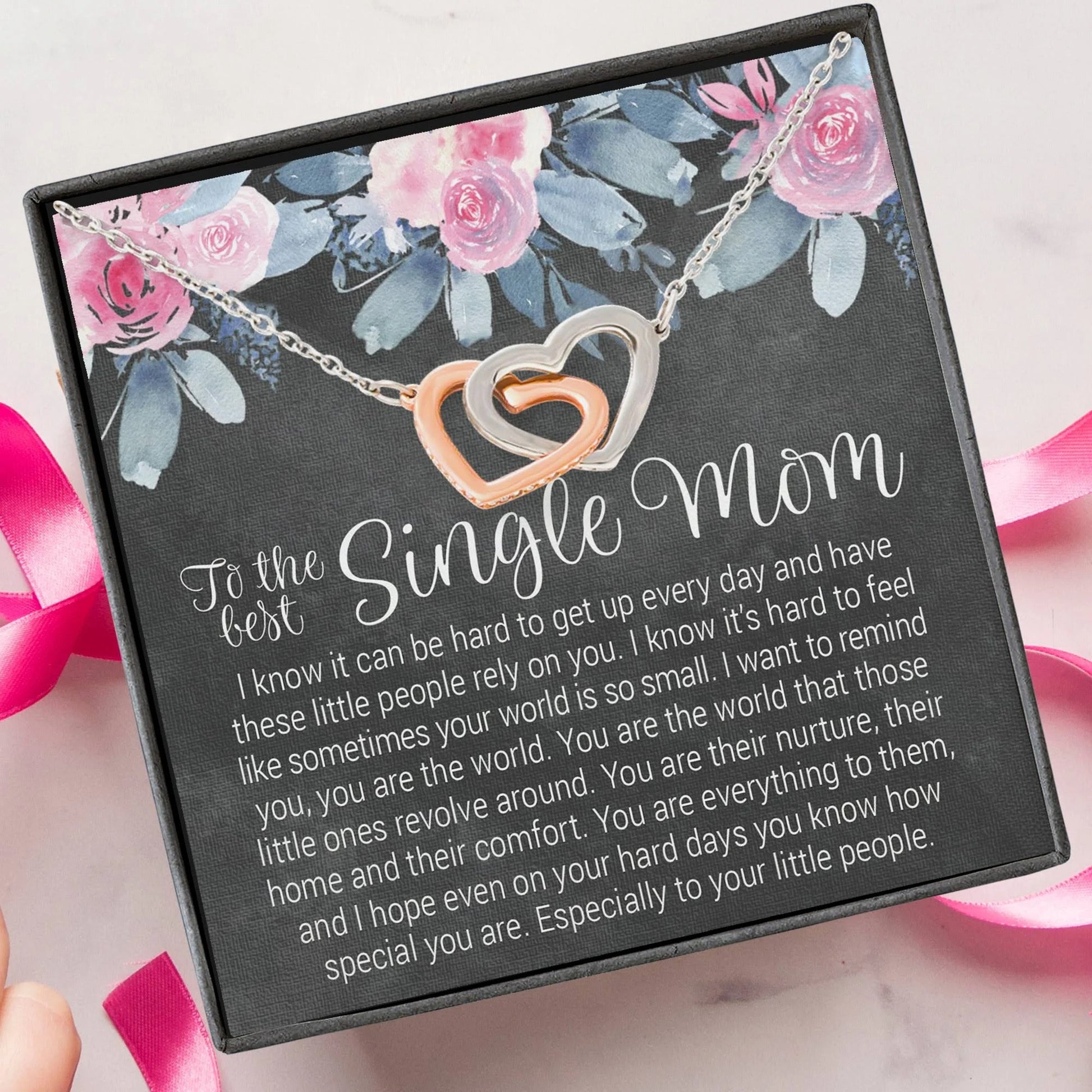 litzzy Single Mom Necklace, Gift for Single Mom, Supermom, Super Mother Necklace, Not easy to raise me all alone Message Card Necklace For Mom, Mother's Day Gifts From Daughter Jewelry Style 13 Standard Box 