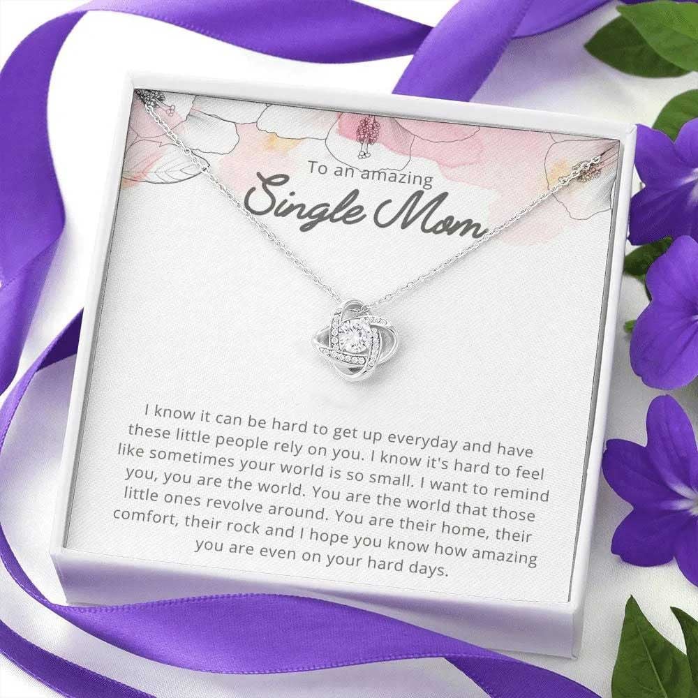 litzzy Single Mom Necklace, Gift for Single Mom, Supermom, Super Mother Necklace, Not easy to raise me all alone Message Card Necklace For Mom, Mother's Day Gifts From Daughter Jewelry Style 1 Standard Box 