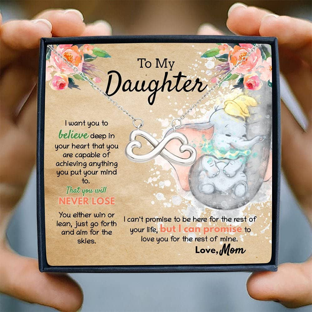 litzzy Personalized Elephant Mom Necklace, Elephant Necklace from Daughter, Little Girl, Baby Mother's Day Necklace Message Card Necklace For Mom, Mother's Day Gifts From Daughter Jewelry Style 9 Standard Box 