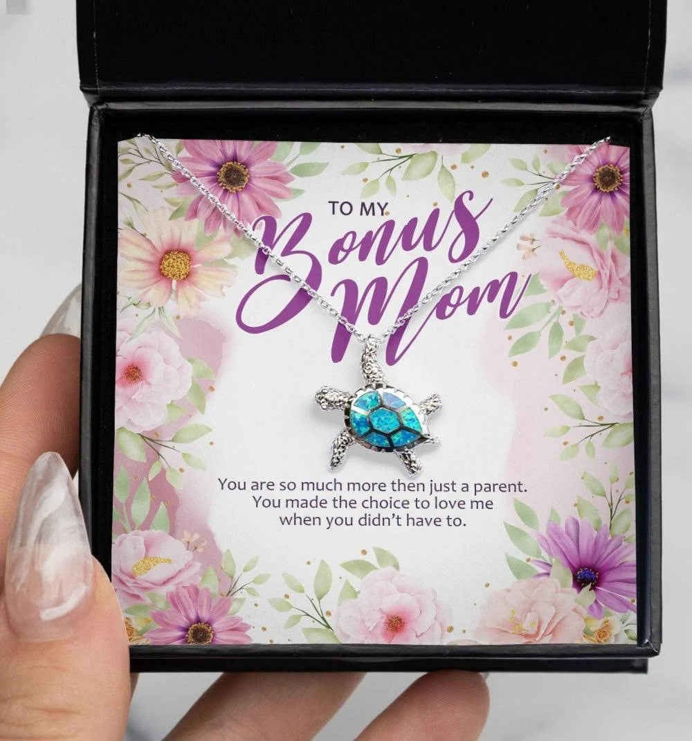 litzzy Personalized Turtle Mom Necklace, Mother's Day Turtle Necklace from Daughter and Son Message Card Necklace For Mom, Mother's Day Gifts From Daughter Jewelry Style 4 Standard Box 