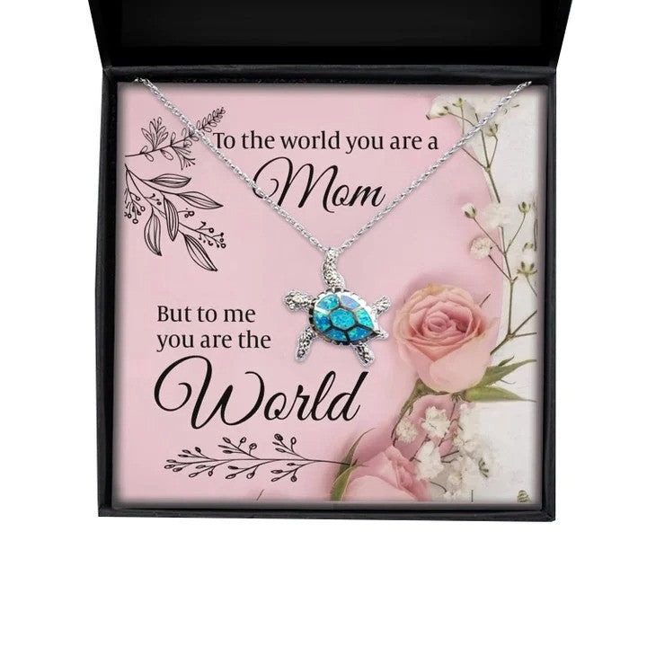 litzzy Personalized Turtle Mom Necklace, Mother's Day Turtle Necklace from Daughter and Son Message Card Necklace For Mom, Mother's Day Gifts From Daughter Jewelry Style 7 Standard Box 