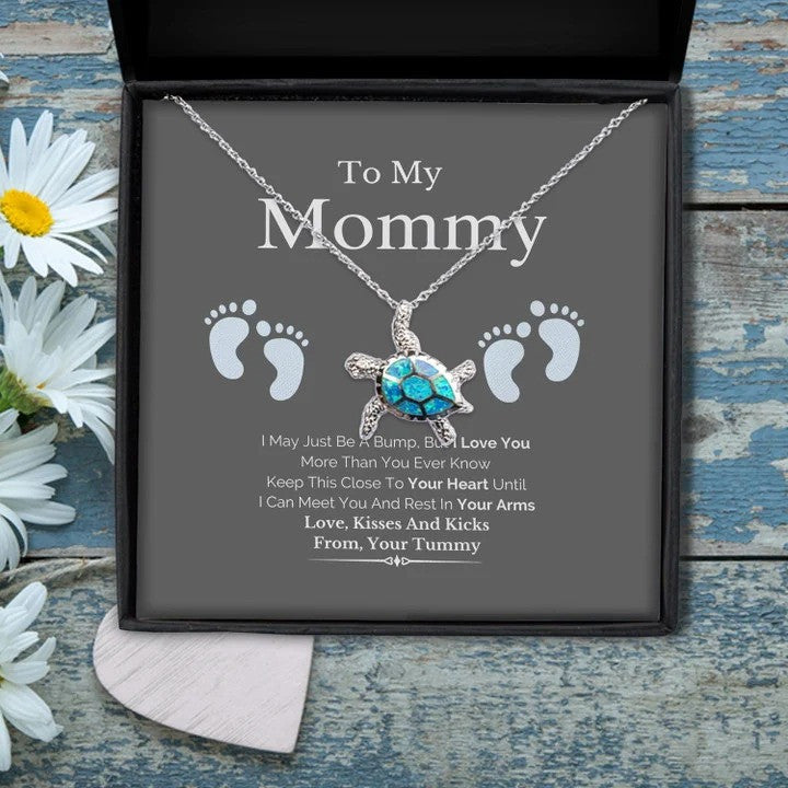 litzzy Personalized Turtle Mom Necklace, Mother's Day Turtle Necklace from Daughter and Son Message Card Necklace For Mom, Mother's Day Gifts From Daughter Jewelry Style 3 Standard Box 