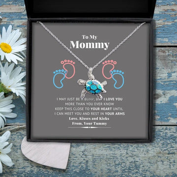 litzzy Personalized Turtle Mom Necklace, Mother's Day Turtle Necklace from Daughter and Son Message Card Necklace For Mom, Mother's Day Gifts From Daughter Jewelry Style 2 Standard Box 