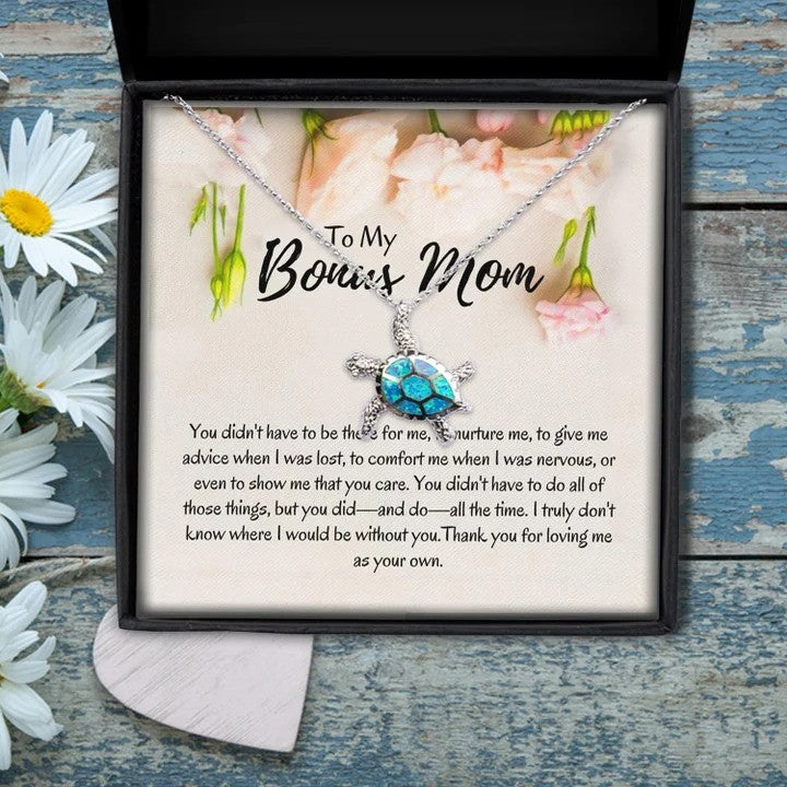 litzzy Personalized Turtle Mom Necklace, Mother's Day Turtle Necklace from Daughter and Son Message Card Necklace For Mom, Mother's Day Gifts From Daughter Jewelry Style 5 Standard Box 