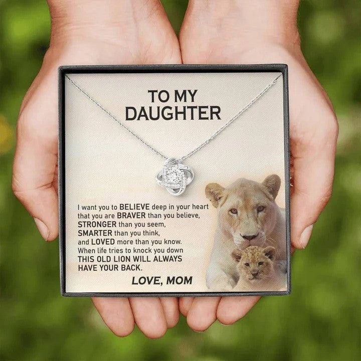 litzzy Personalized Lion Mom Necklace, The best gift of my life Necklace from Daughter Message Card Necklace For Mom, Mother's Day Gifts From Daughter Jewelry Style 6 Standard Box 