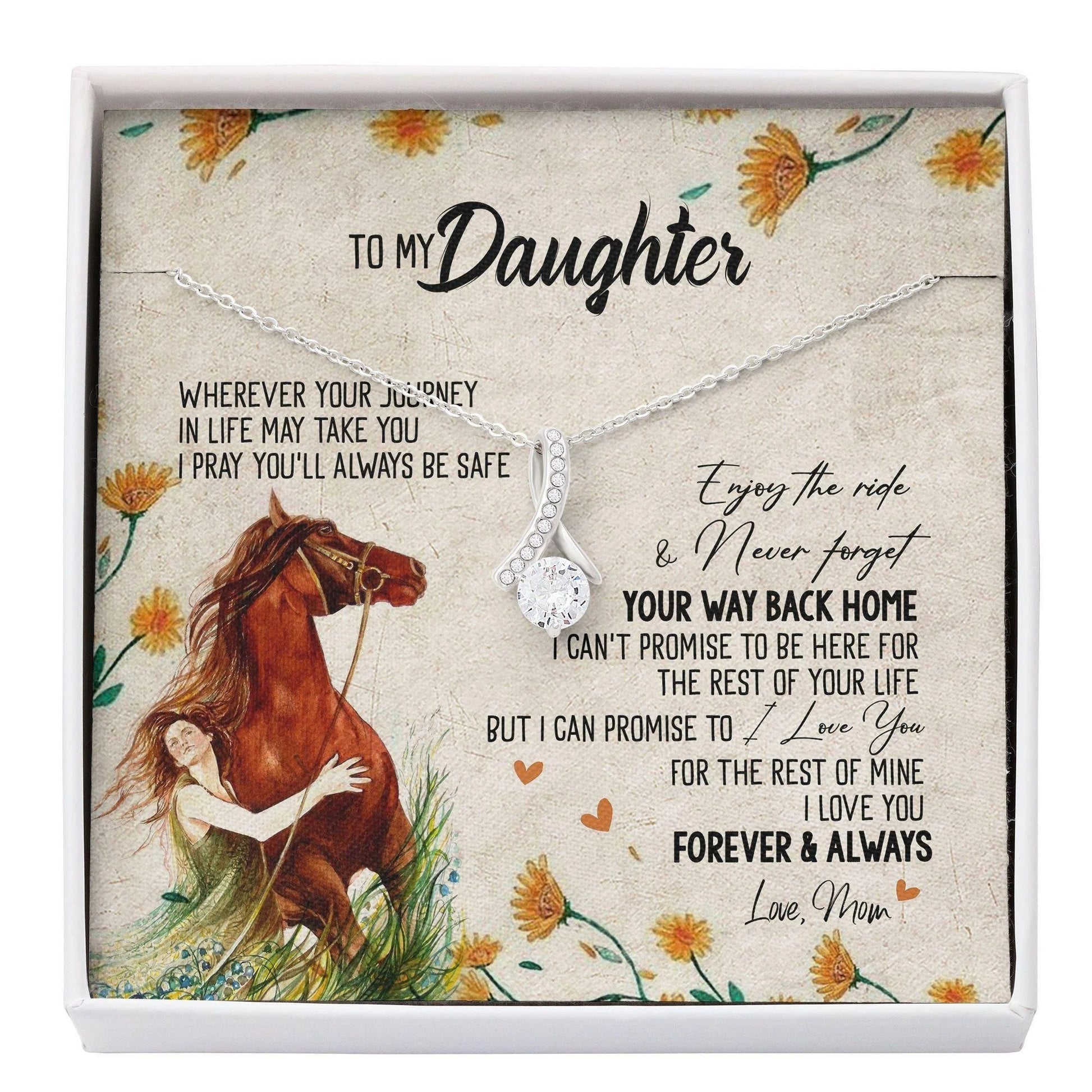 litzzy Customized Horse Mom Necklace, Horse Show Mom Gift, Funny Horse Mother's Day Necklace Message Card Necklace For Mom, Mother's Day Gifts From Daughter Jewelry Style 3 Standard Box 