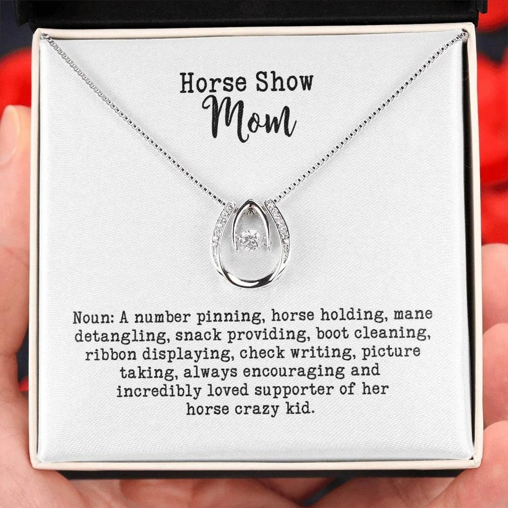 litzzy Customized Horse Mom Necklace, Horse Show Mom Gift, Funny Horse Mother's Day Necklace Message Card Necklace For Mom, Mother's Day Gifts From Daughter Jewelry Style 1 Standard Box 