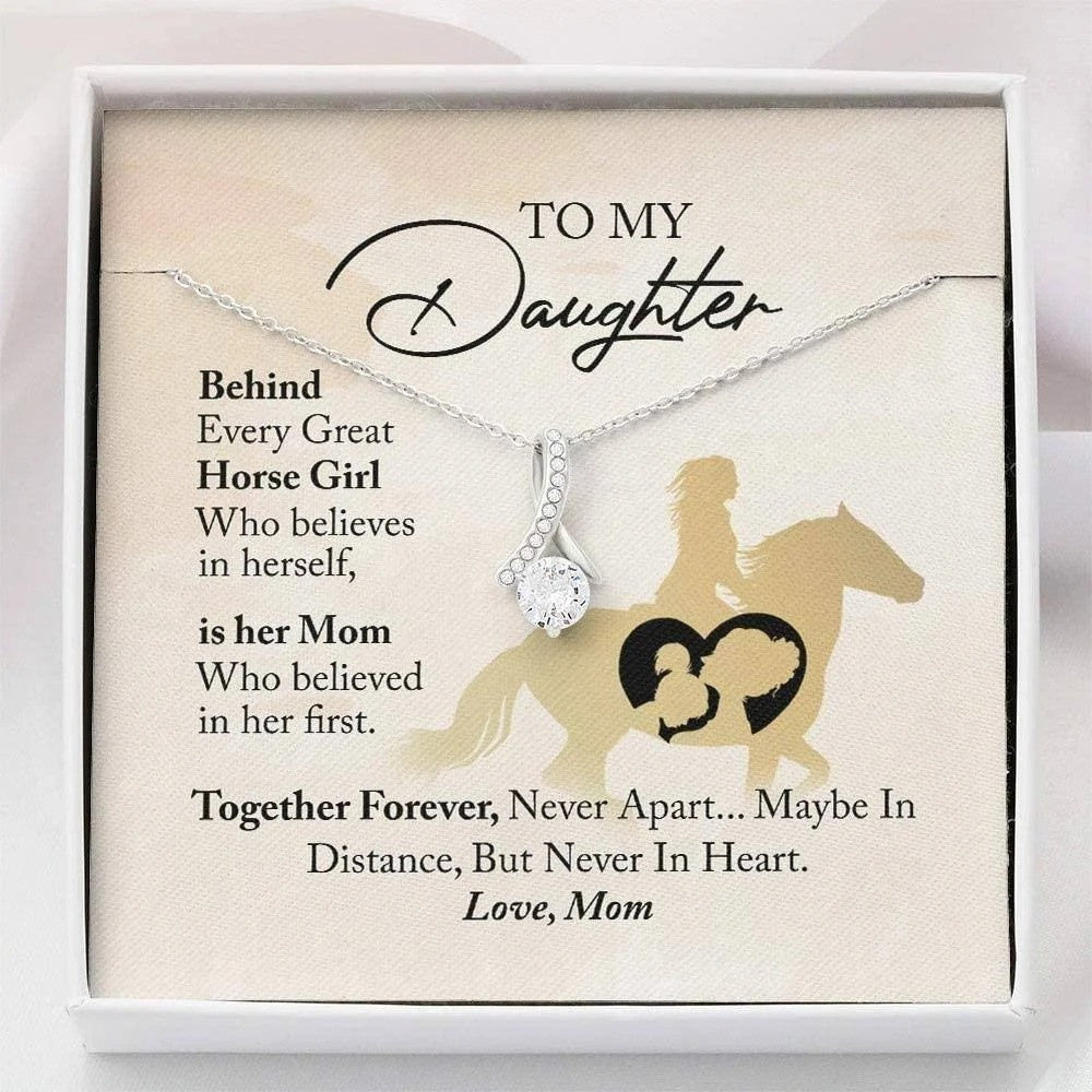 litzzy Customized Horse Mom Necklace, Horse Show Mom Gift, Funny Horse Mother's Day Necklace Message Card Necklace For Mom, Mother's Day Gifts From Daughter Jewelry Style 5 Standard Box 