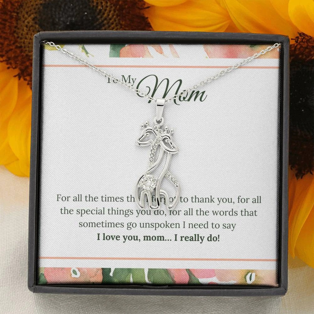 litzzy Personalized Deer Mom Necklace, Mama and Baby Necklace for Mother's Day from Daughter and Son Message Card Necklace For Mom, Mother's Day Gifts From Daughter Jewelry Style 7 Standard Box 