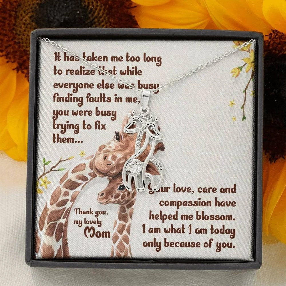 litzzy Personalized Deer Mom Necklace, Mama and Baby Necklace for Mother's Day from Daughter and Son Message Card Necklace For Mom, Mother's Day Gifts From Daughter Jewelry Style 4 Standard Box 