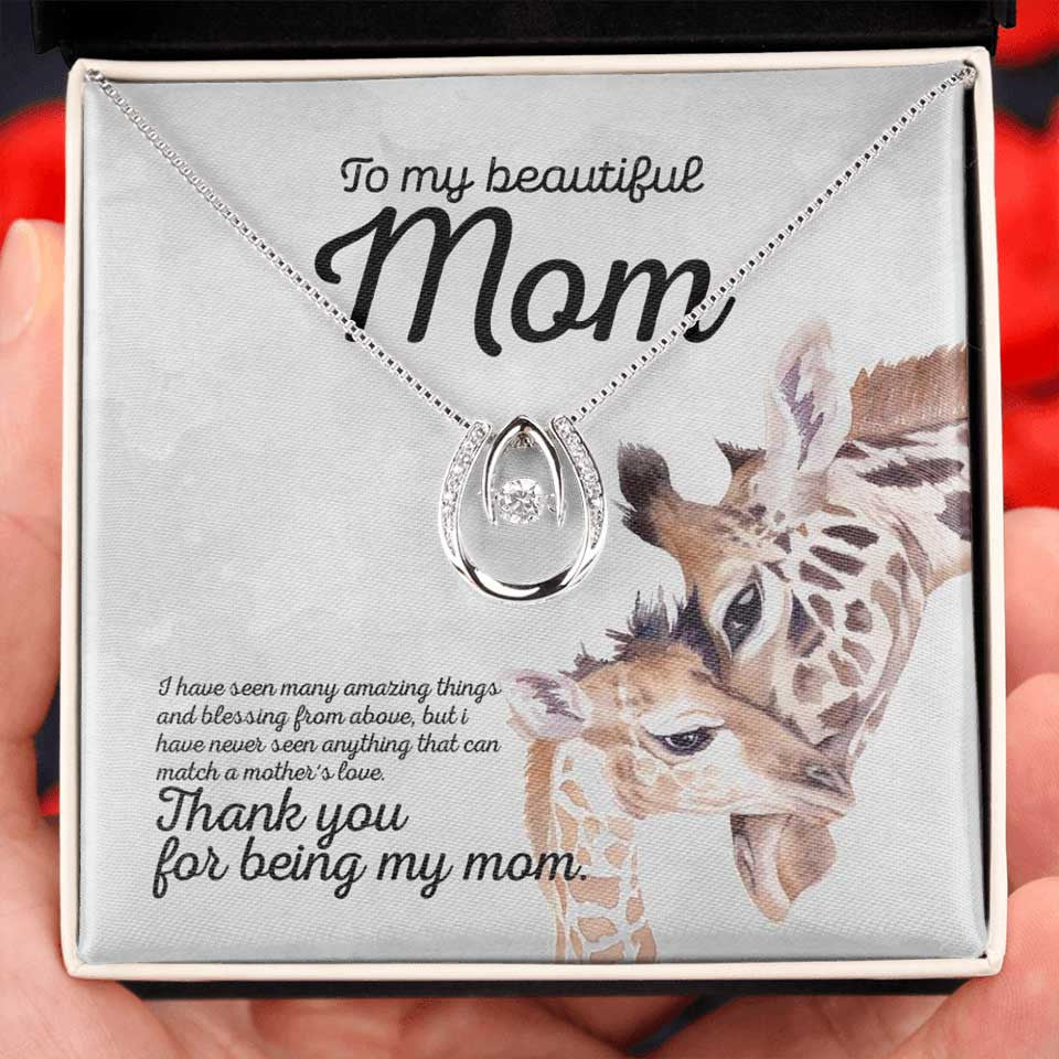 litzzy Personalized Deer Mom Necklace, Mama and Baby Necklace for Mother's Day from Daughter and Son Message Card Necklace For Mom, Mother's Day Gifts From Daughter Jewelry Style 2 Standard Box 
