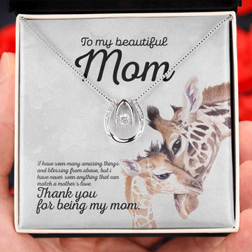 litzzy Personalized Deer Mom Necklace, Mama and Baby Necklace for Mother's Day from Daughter and Son Message Card Necklace For Mom, Mother's Day Gifts From Daughter Jewelry Style 2 Standard Box 