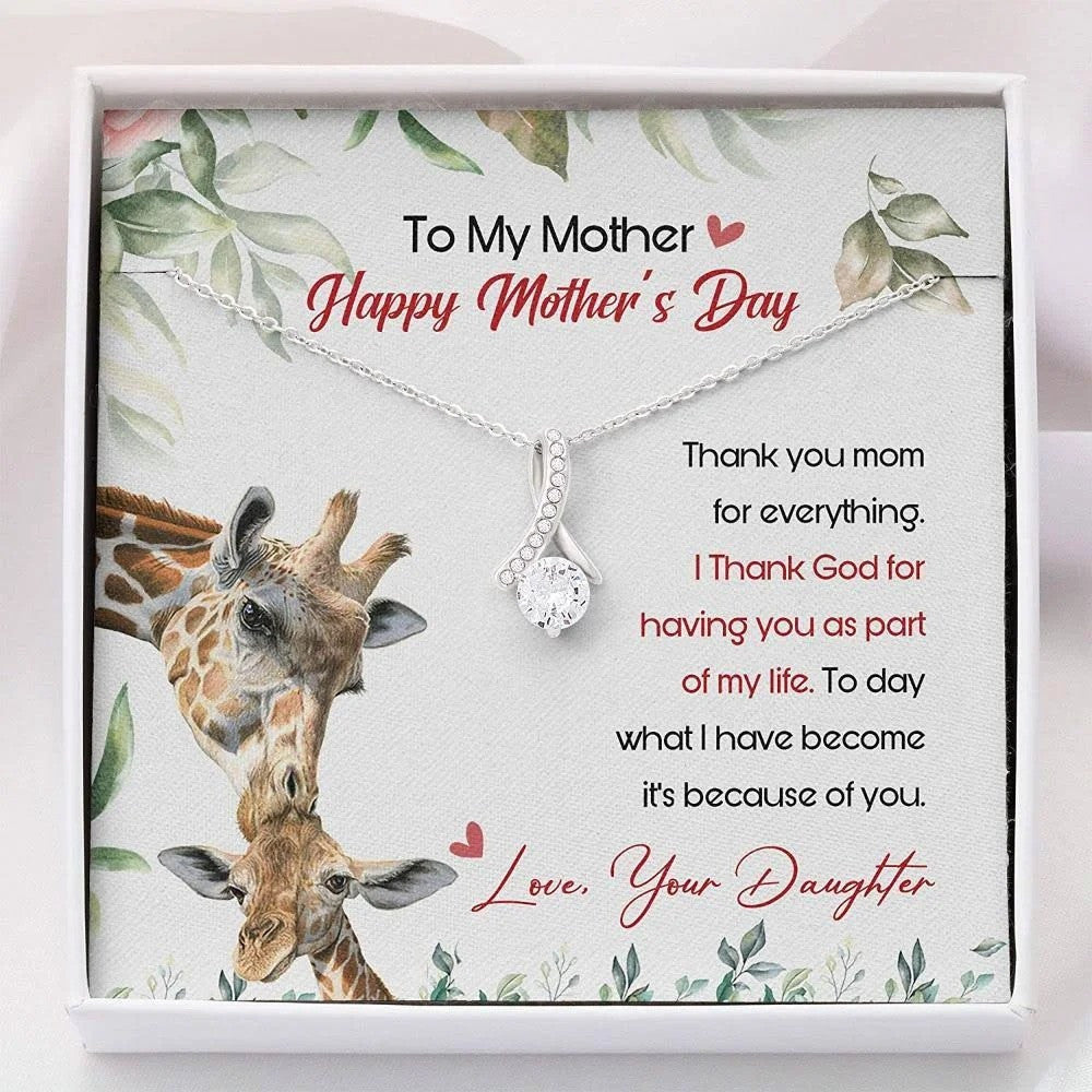 litzzy Personalized Deer Mom Necklace, Mama and Baby Necklace for Mother's Day from Daughter and Son Message Card Necklace For Mom, Mother's Day Gifts From Daughter Jewelry Style 1 Standard Box 