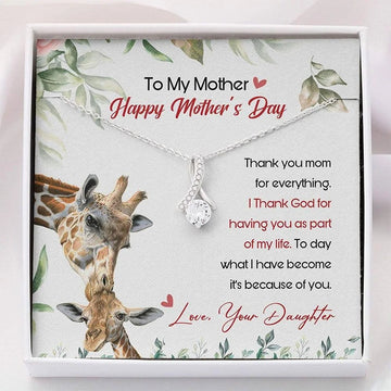 litzzy Personalized Deer Mom Necklace, Mama and Baby Necklace for Mother's Day from Daughter and Son Message Card Necklace For Mom, Mother's Day Gifts From Daughter Jewelry Style 1 Standard Box 