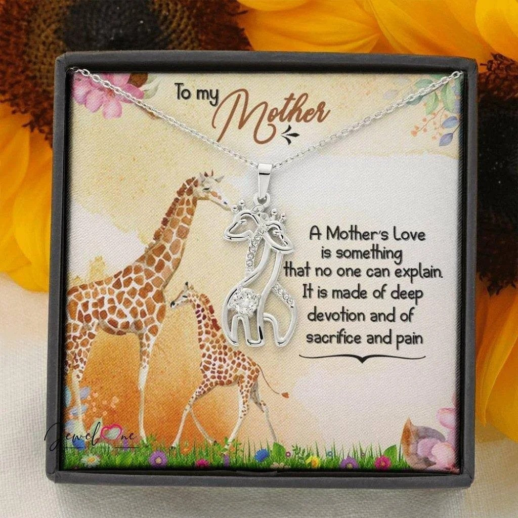 litzzy Personalized Deer Mom Necklace, Mama and Baby Necklace for Mother's Day from Daughter and Son Message Card Necklace For Mom, Mother's Day Gifts From Daughter Jewelry Style 9 Standard Box 
